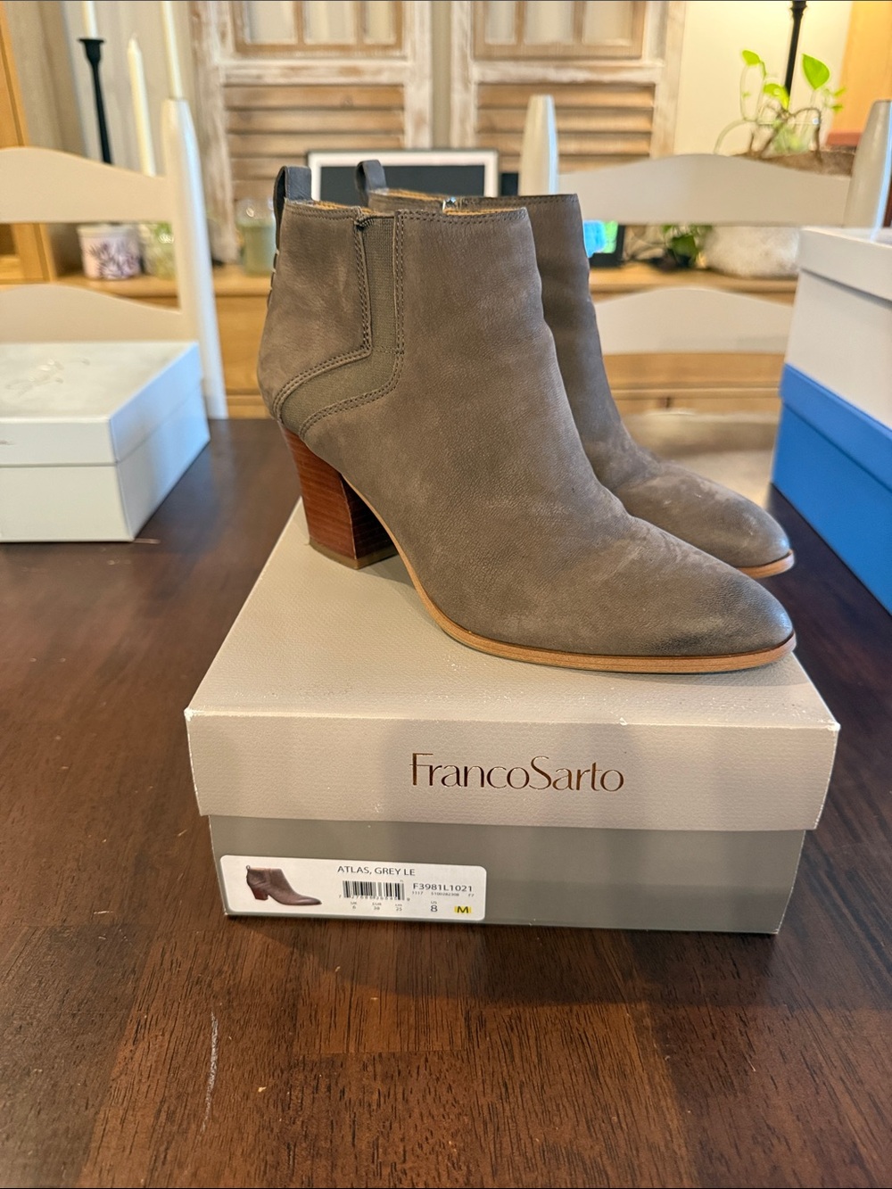 Franco Sarto Taupe Suede Ankle Booties